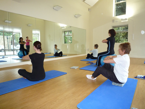 Large and small group Pilates class
